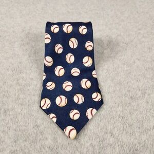 Tie Mania Baseball Novelty Tie Navy Blue Sports Theme Polyester Handmade Korea‎